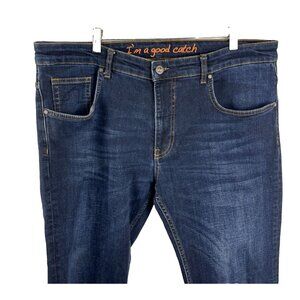 A Fish Named Fred (Dutch Brand) Dark Denim Mens Straight Leg Jeans Size 36 X 36